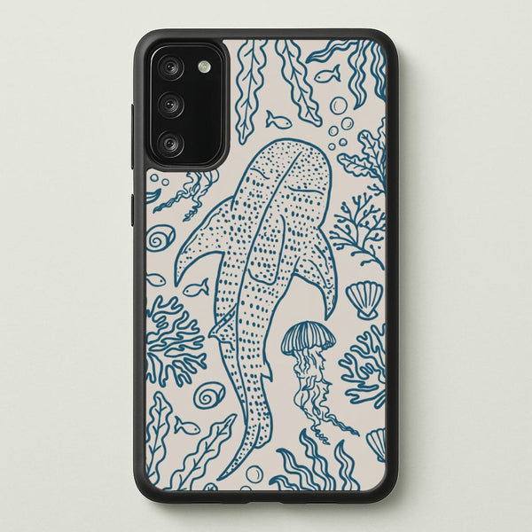 Teal Whale Shark Reef Phone Case - Galaxy S20FE / Standard