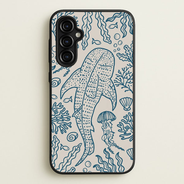 Teal Whale Shark Reef Phone Case - Galaxy A54 / Standard
