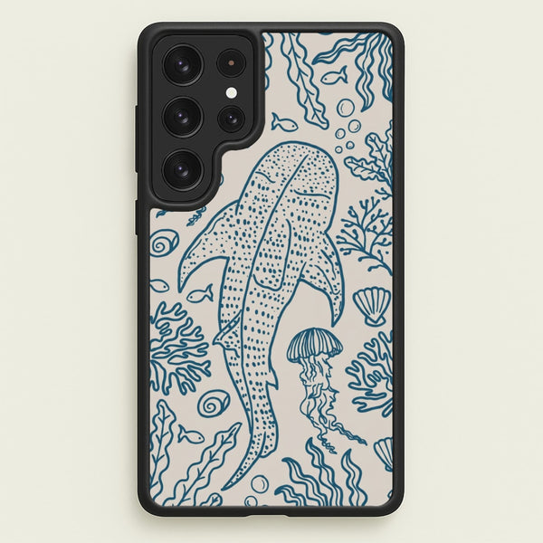 Teal Whale Shark Reef Phone Case - Galaxy S23 Ultra / Standard