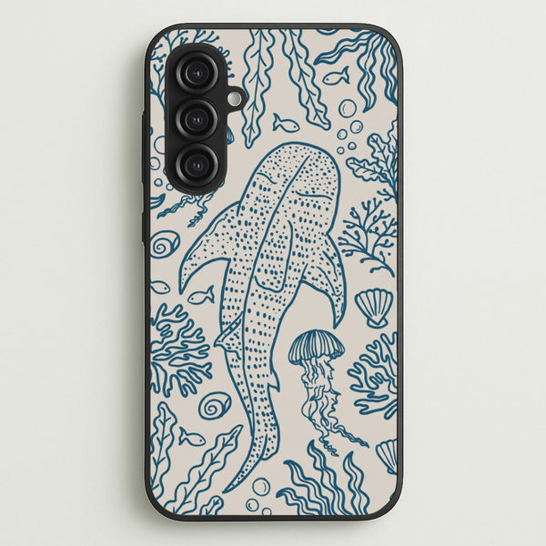 Teal Whale Shark Reef Phone Case - Galaxy S23FE / Standard