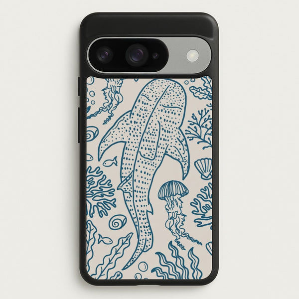 Teal Whale Shark Reef Phone Case - Google Pixel 10 / 10 Pro / Standard