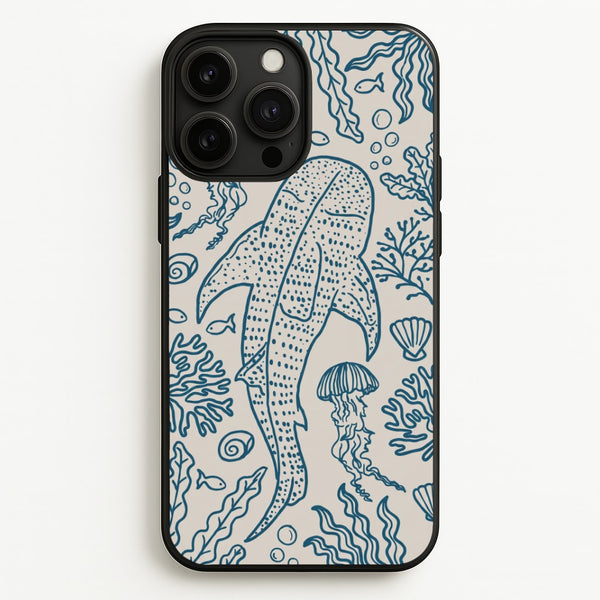 Teal Whale Shark Reef Phone Case - iPhone 13 Pro / Standard