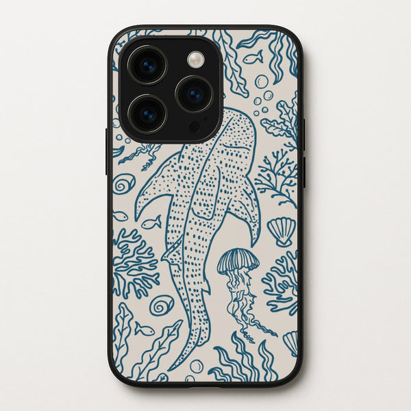 Teal Whale Shark Reef Phone Case - iPhone 15 Pro Max / Standard
