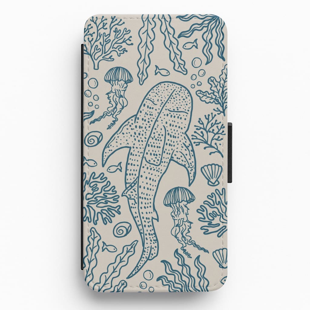 Teal Whale Shark Reef Flip / Wallet Phone Case