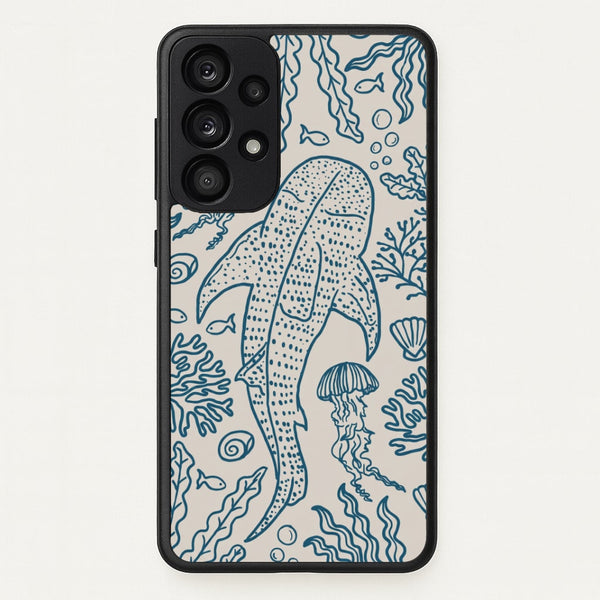 Teal Whale Shark Reef Phone Case - Galaxy A33 / Standard
