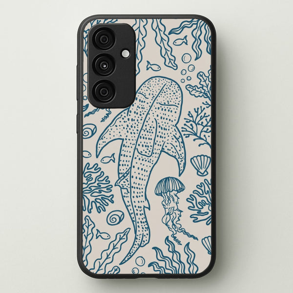 Teal Whale Shark Reef Phone Case - Galaxy A55 / Standard