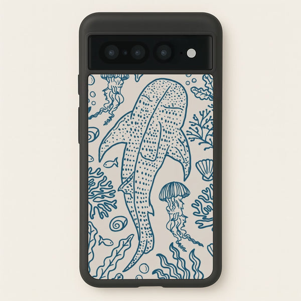 Teal Whale Shark Reef Phone Case - Google Pixel 7 Pro / Standard