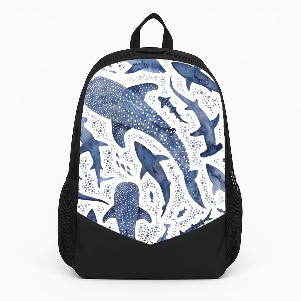 Indigo Watercolour Sharks Backpack