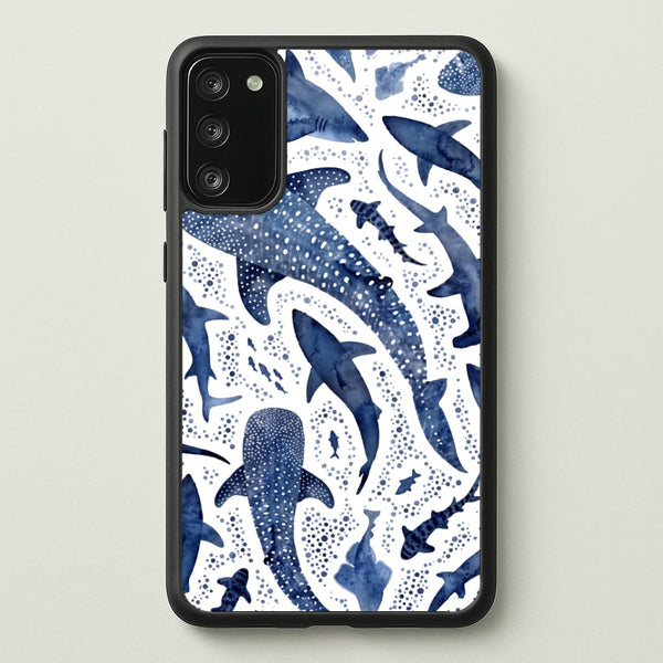 Indigo Watercolour Sharks Phone Case - Galaxy S20 / Standard