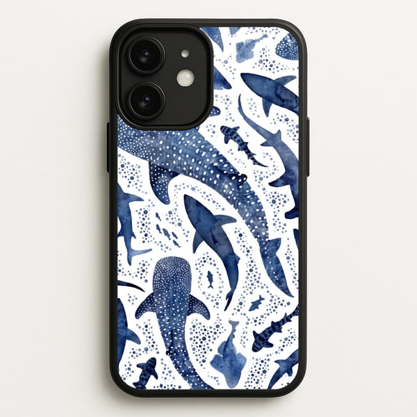 Indigo Watercolour Sharks Phone Case - iPhone 11 / Standard