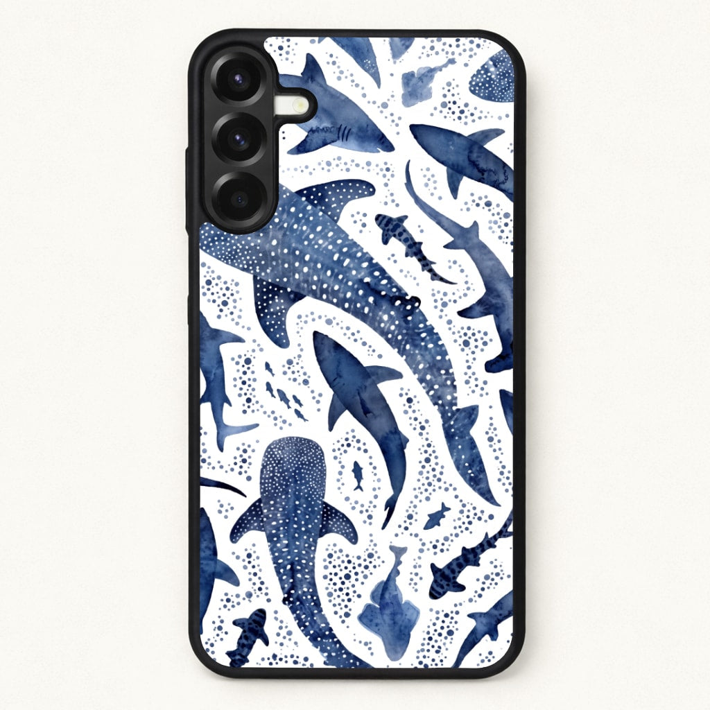 Indigo Watercolour Sharks Phone Case