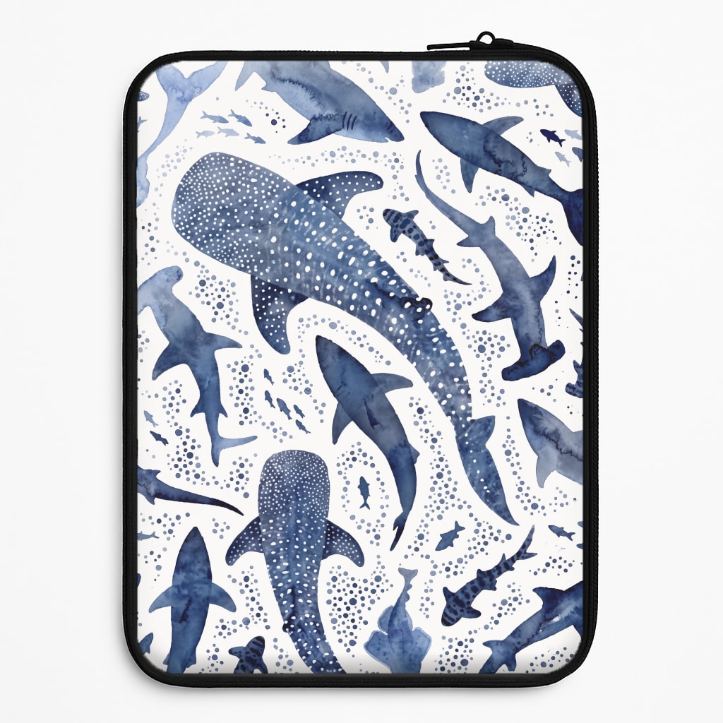 Indigo Watercolour Sharks Laptop Sleeve