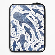 Indigo Watercolour Sharks Laptop Sleeve 1