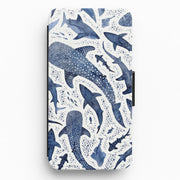 Indigo Watercolour Sharks Flip / Wallet Phone Case 1