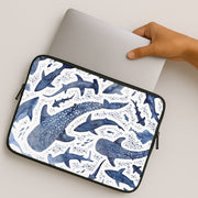 Indigo Watercolour Sharks Laptop Sleeve 2