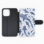 Indigo Watercolour Sharks Flip / Wallet Phone Case 2