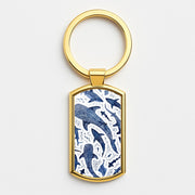 Indigo Watercolour Sharks Luxury Keyring 3