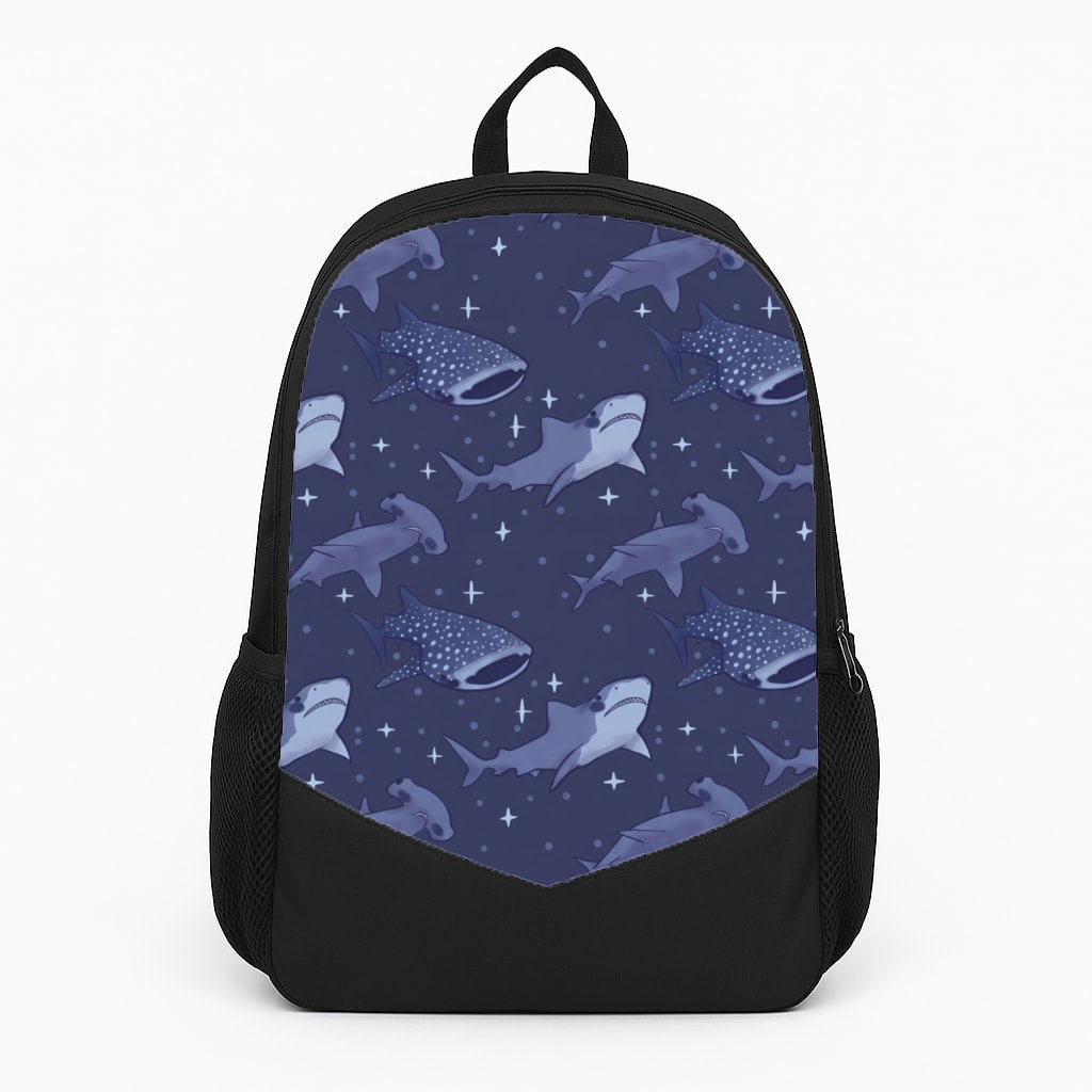 Navy Shark Pattern Backpack