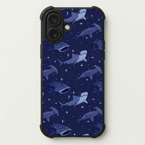 Navy Shark Pattern Phone Case — Bumper case