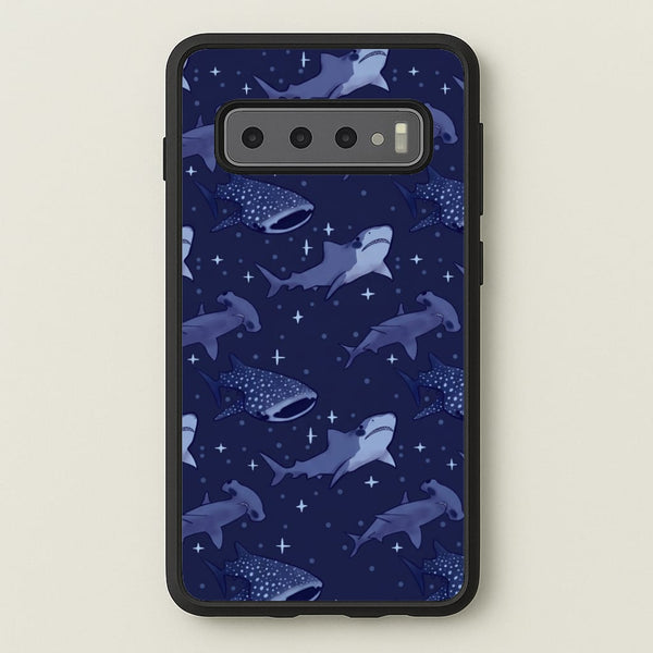 Navy Shark Pattern Phone Case - Galaxy S10 / Standard