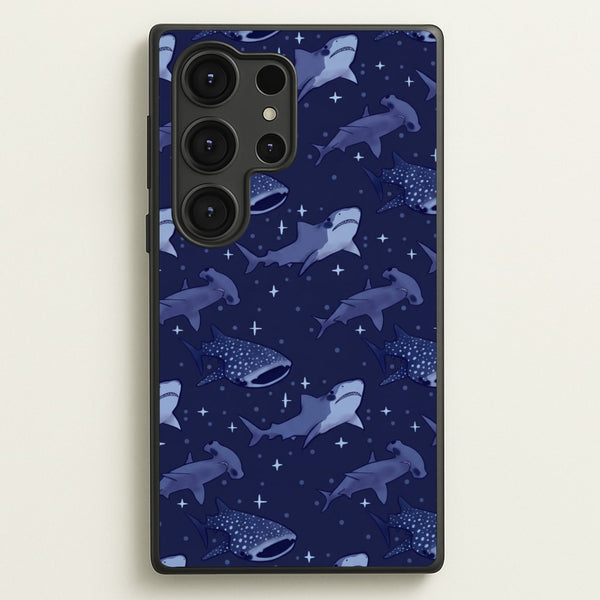 Navy Shark Pattern Phone Case - Galaxy S25 Ultra / Standard