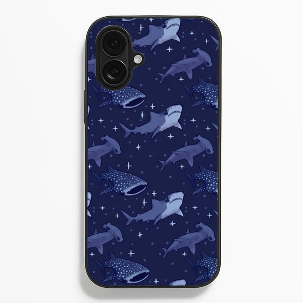 Navy Shark Pattern Phone Case - iPhone 16 / Standard