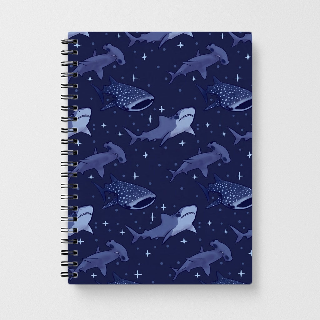 Navy Shark Pattern Notebook