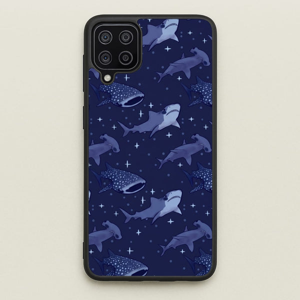 Navy Shark Pattern Phone Case - Galaxy A12 / Standard