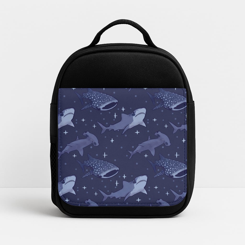 Navy Shark Pattern Lunchbox