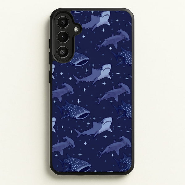 Navy Shark Pattern Phone Case - Galaxy A36 / Standard