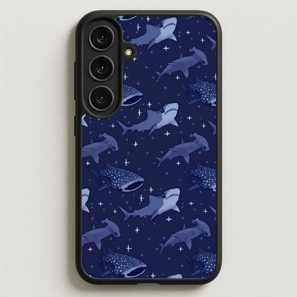 Navy Shark Pattern Phone Case - Galaxy S25FE / Standard