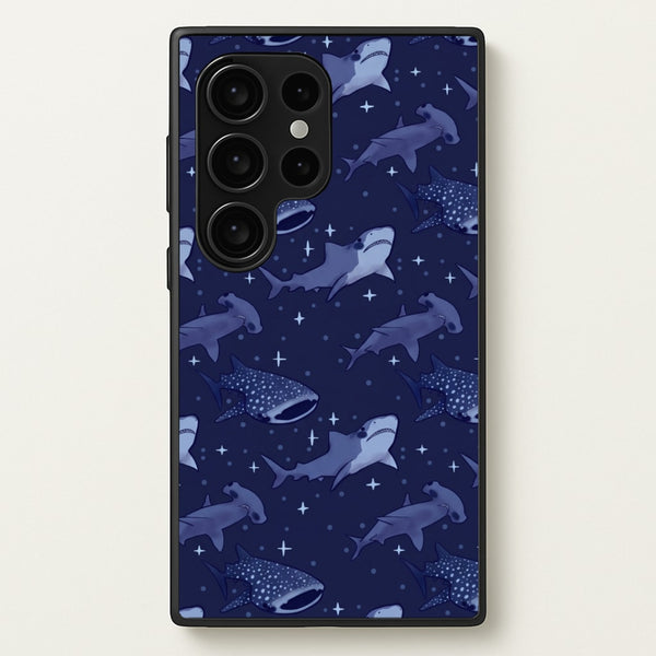 Navy Shark Pattern Phone Case - Galaxy S24 Ultra / Standard