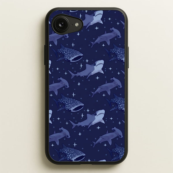 Navy Shark Pattern Phone Case - iPhone 17e / Standard