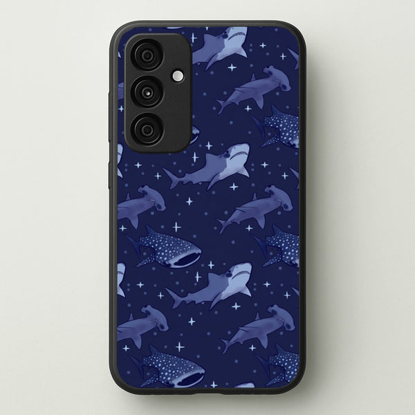 Navy Shark Pattern Phone Case - Galaxy A55 / Standard