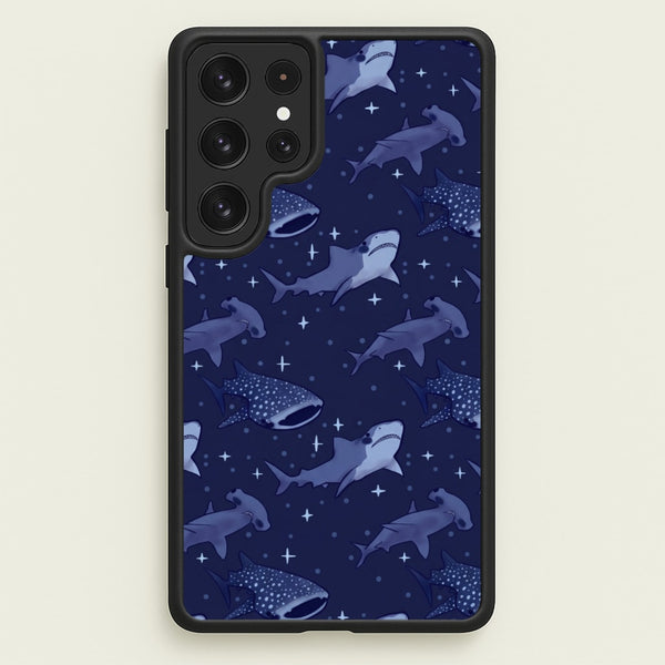 Navy Shark Pattern Phone Case - Galaxy S23 Ultra / Standard
