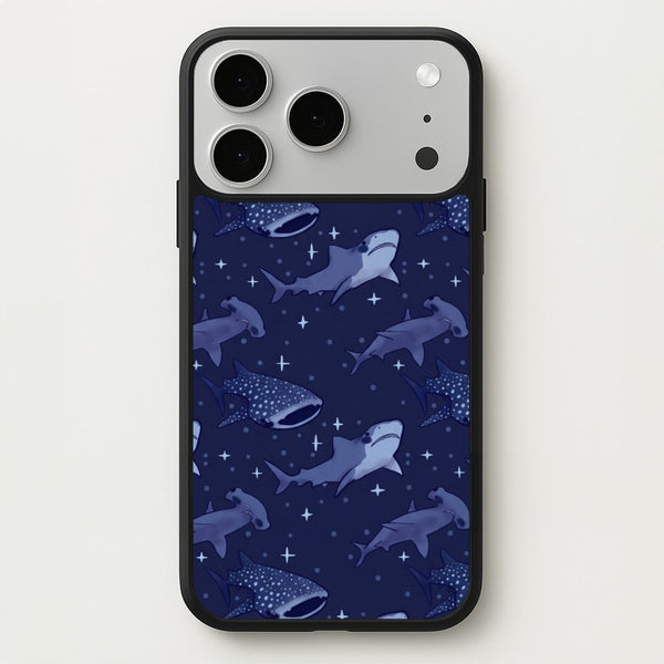 Navy Shark Pattern Phone Case - iPhone 17 Pro / Standard
