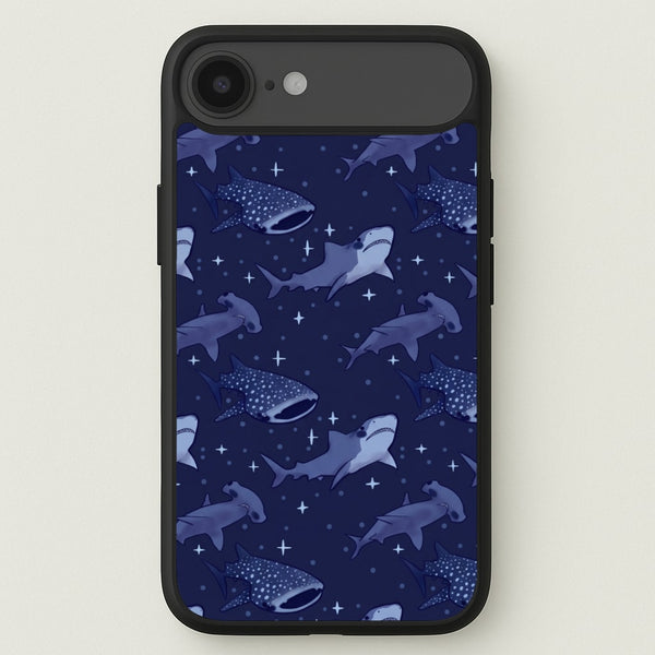 Navy Shark Pattern Phone Case - iPhone 17 Air / Standard