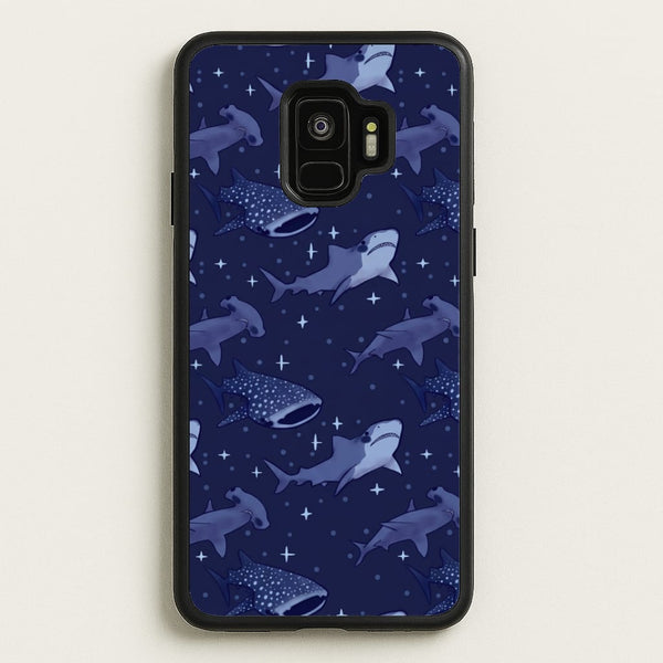 Navy Shark Pattern Phone Case - Galaxy S9 / Standard