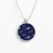 Navy Shark Pattern Necklace 1