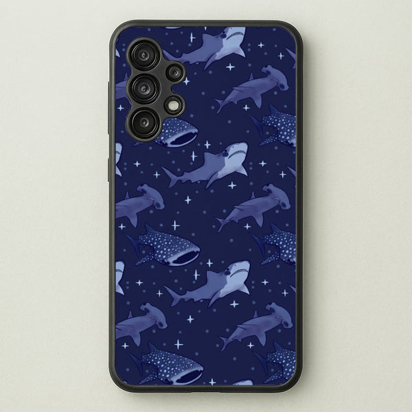 Navy Shark Pattern Phone Case - Galaxy A13 / Standard