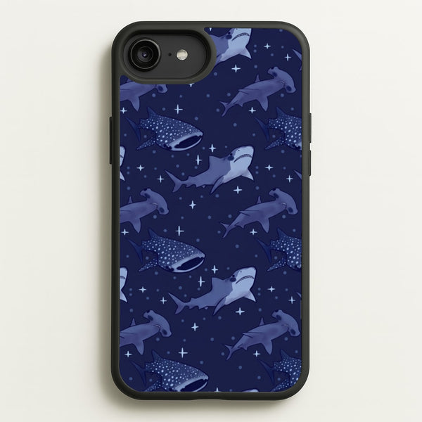 Navy Shark Pattern Phone Case - iPhone 6 Plus / 7 Plus / 8 Plus / Standard