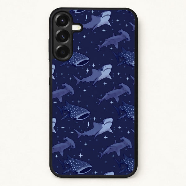Navy Shark Pattern Phone Case - Galaxy A17 / Standard
