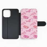 Pink Shark Pattern Flip / Wallet Phone Case 2