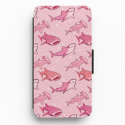 Pink Shark Pattern Flip / Wallet Phone Case 1