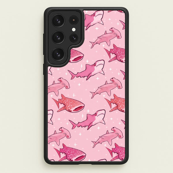 Pink Shark Pattern Phone Case - Galaxy S23 Ultra / Standard