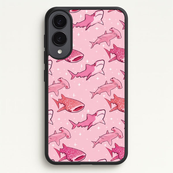 Pink Shark Pattern Phone Case - Galaxy S25 Edge / Standard
