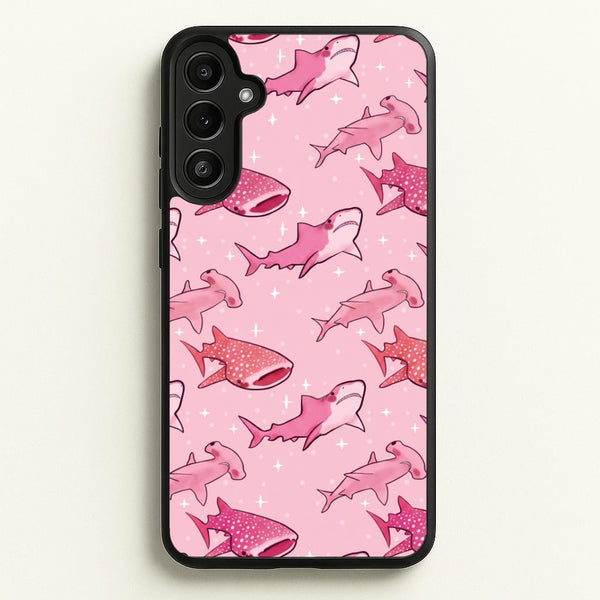 Pink Shark Pattern Phone Case - Galaxy A34 / Standard