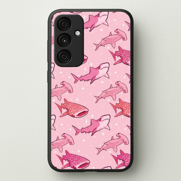 Pink Shark Pattern Phone Case - Galaxy A55 / Standard