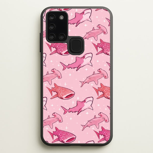 Pink Shark Pattern Phone Case - Galaxy A21s / Standard