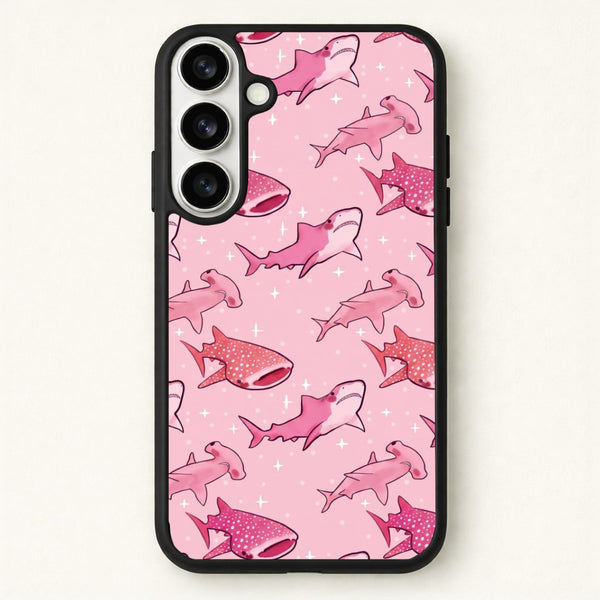 Pink Shark Pattern Phone Case - Galaxy S26 / Standard
